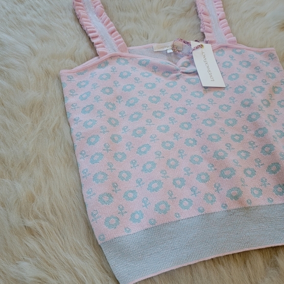 NWT LoveShackFancy Chia Crop Tank Floral Ruffle - Picture 9 of 12